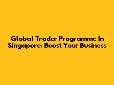 Global Trader Programme In Singapore: Boost Your Business